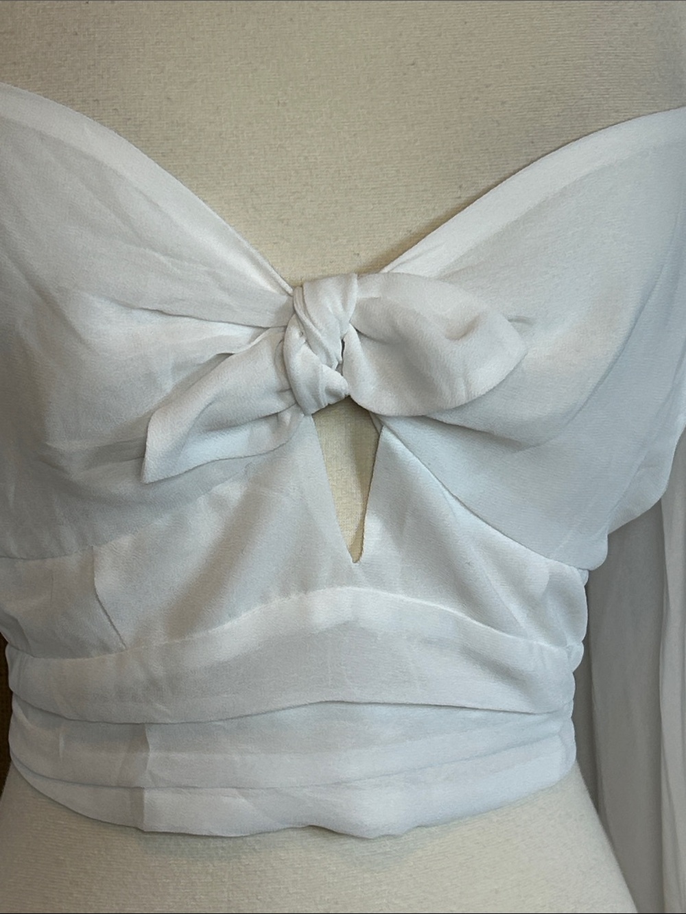 FOR LOVE & LEMONS trisha crop top in white balloon long sleeve size L - Picture 4 of 16